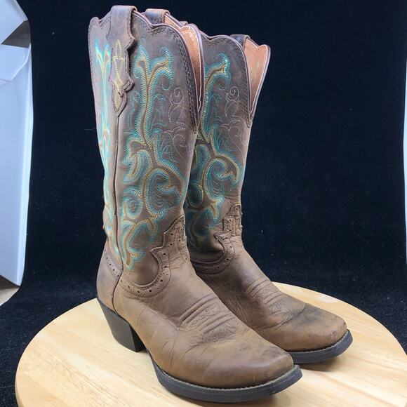 Justin Classic Western Boots square toe London Calf Style 1409 Wmns Size 6 - Picture 4 of 11